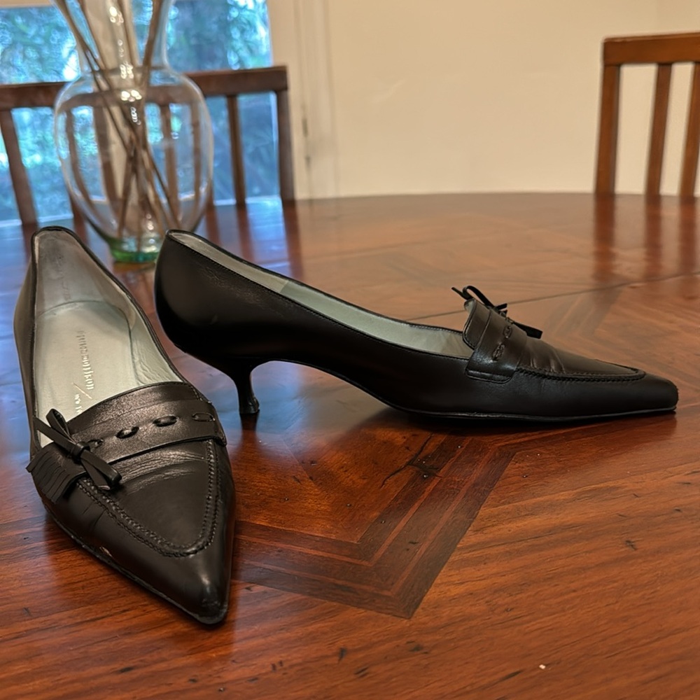 Sigerson Morrison Black Leather Kitten Heels
